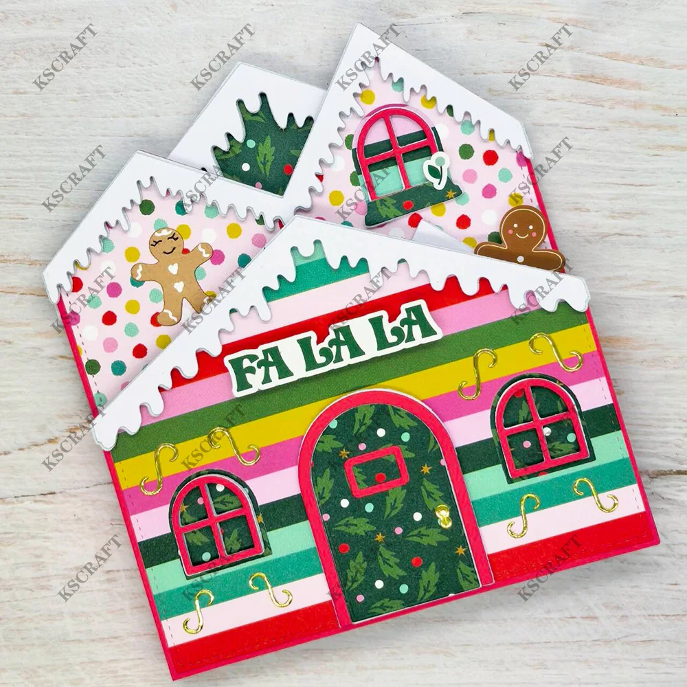 KSCRAFT Gingerbread House Folio Cutting Dies Stencils for DIY Scrapbooking Decorative Embossing DIY Paper Cards