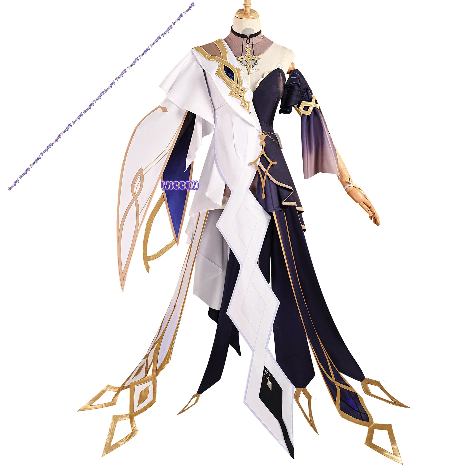 مجموعة أزياء Rhinedottir Naberius Genshin Impact التأثيرية للنساء والفتيات فستان شعر مستعار أغطية الرأس بأربعة ظلال دعامة حفلات الهالوين #3