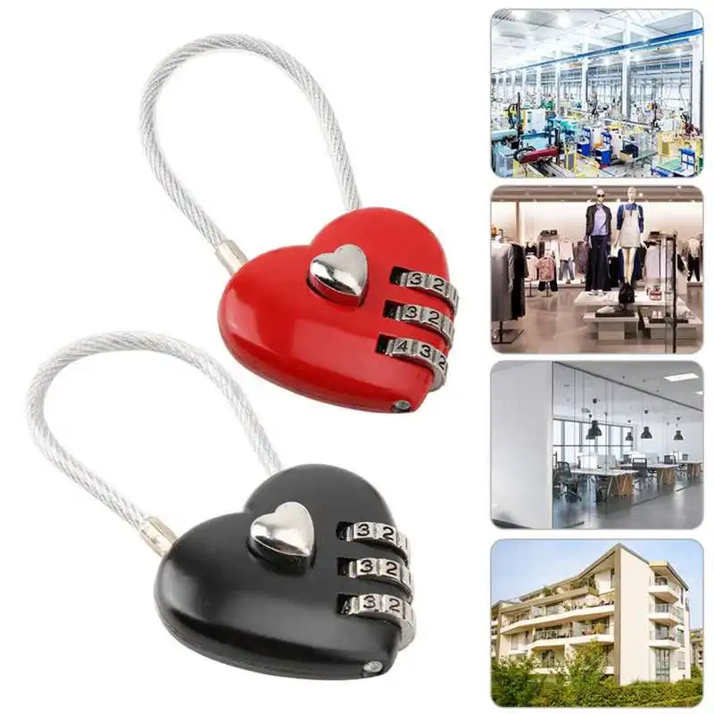 Candado de seguridad con forma de corazón, combinación de código de 3 dígitos, candado para bolsa de equipaje, contraseña, pareja, nuevo