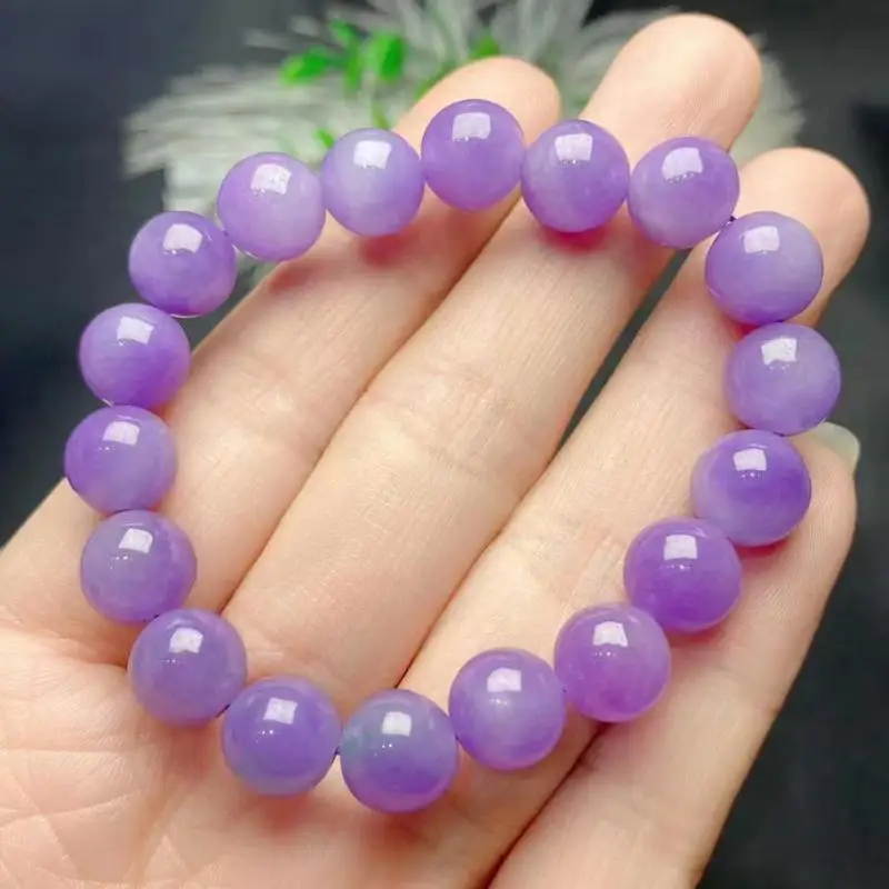 

Фиолетовый нефритовый браслет, Женский лечебный браслет из натурального Мьянмы, нефрита, высокое ледяное качество, Бирма бусины из нефрита, эластичные браслеты из бисера