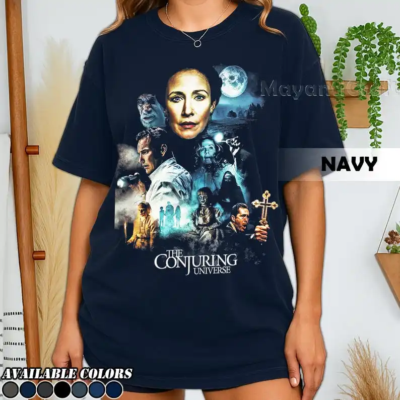 تي شيرت ريترو 90's The Conjuring Universe ، تي شيرت The Conjuring Horror Movie Bootleg Fan ، هدية للنساء والرجال