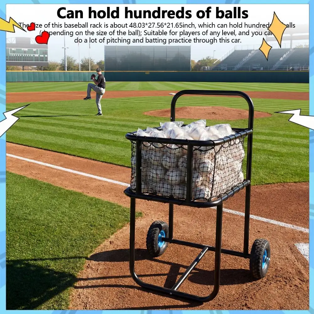 

Стойка для хранения мячей на колесах, портативный контейнер для теннисных мячей, вмещает сотни мячей, подходит для софтбола, пиклбола и бейсбола.