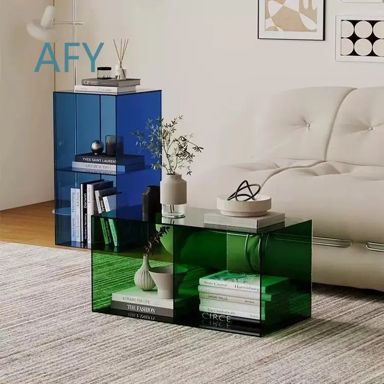 Acrylic Display Shelf for Modern 2-Tier Storage Rack for Entryway Organizer Living Room Coffee Table Space-Saving Furniture