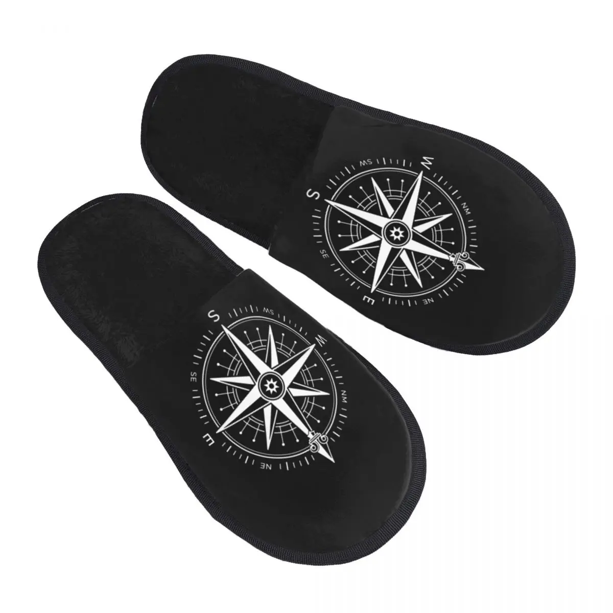 

Custom Vintage Nautical Compass Soft Memory Foam House Slippers Women Captain Anchor Boat Cozy Warm Anti-Skid Slipper