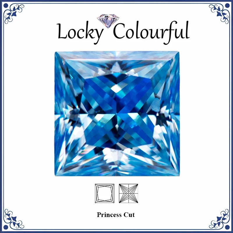 

Moissanite Princess Cut Top Quality Ice Blue Color Charms for Beads Diy Jewelry Making Bracelet Materials with GRA Certificate