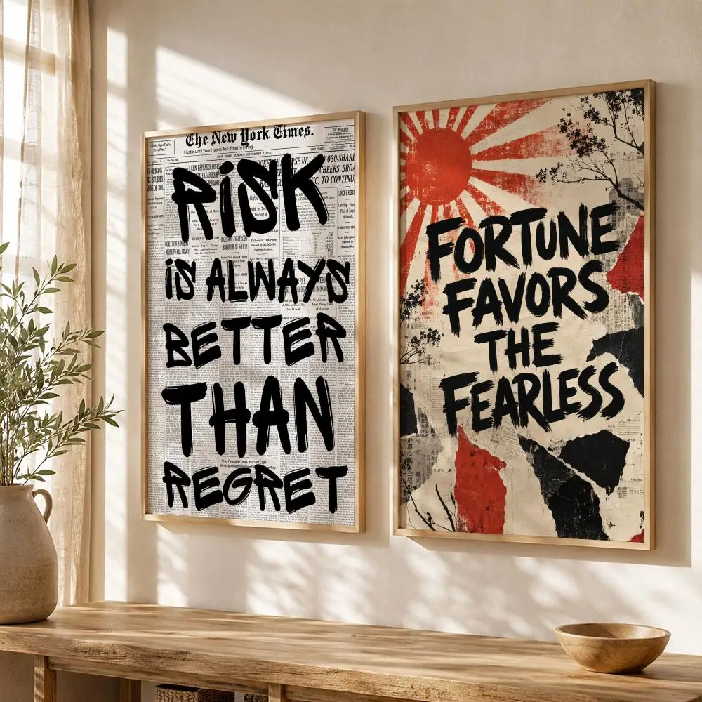 Risk Is Always Better Than Regret Poster Stickers Painting Self-Adhesive Art for Bedroom Living Room Home Decor Wall Decals Gift