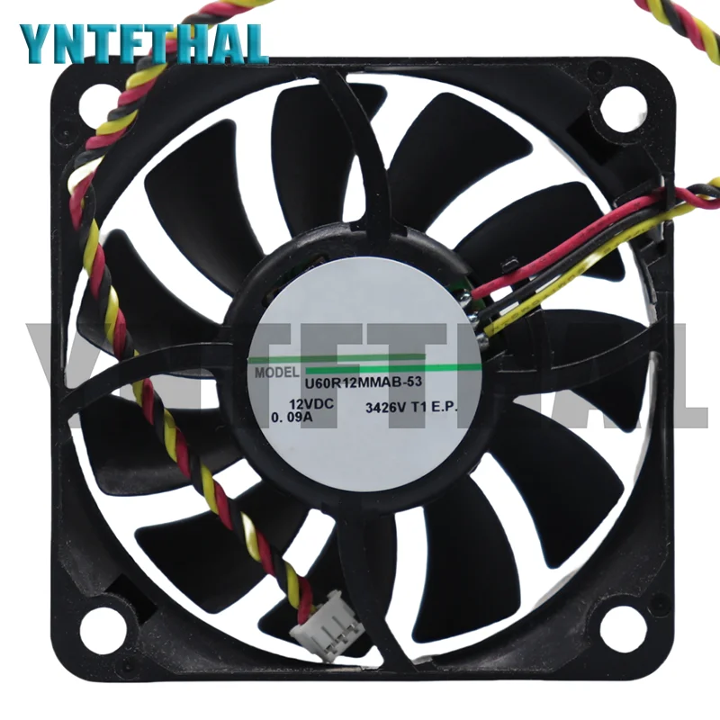 New U60R12MMAB-53 T32 12V 0.09A 60*60*15MM 3-Wire  Cooling Fan