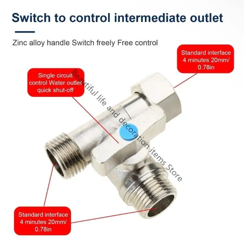 XX9B Tees Stop Valves 1/2X1/2X1/2'' Compression Shut Down 3 Way Diverters Connector