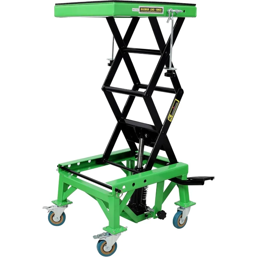 

Гидравлический мотоциклетный ножничный подъемник 350 фунтов с ножной ступенькой и 4 колесами для небольших мотоциклов, сверхмощный портативный подъемный стол