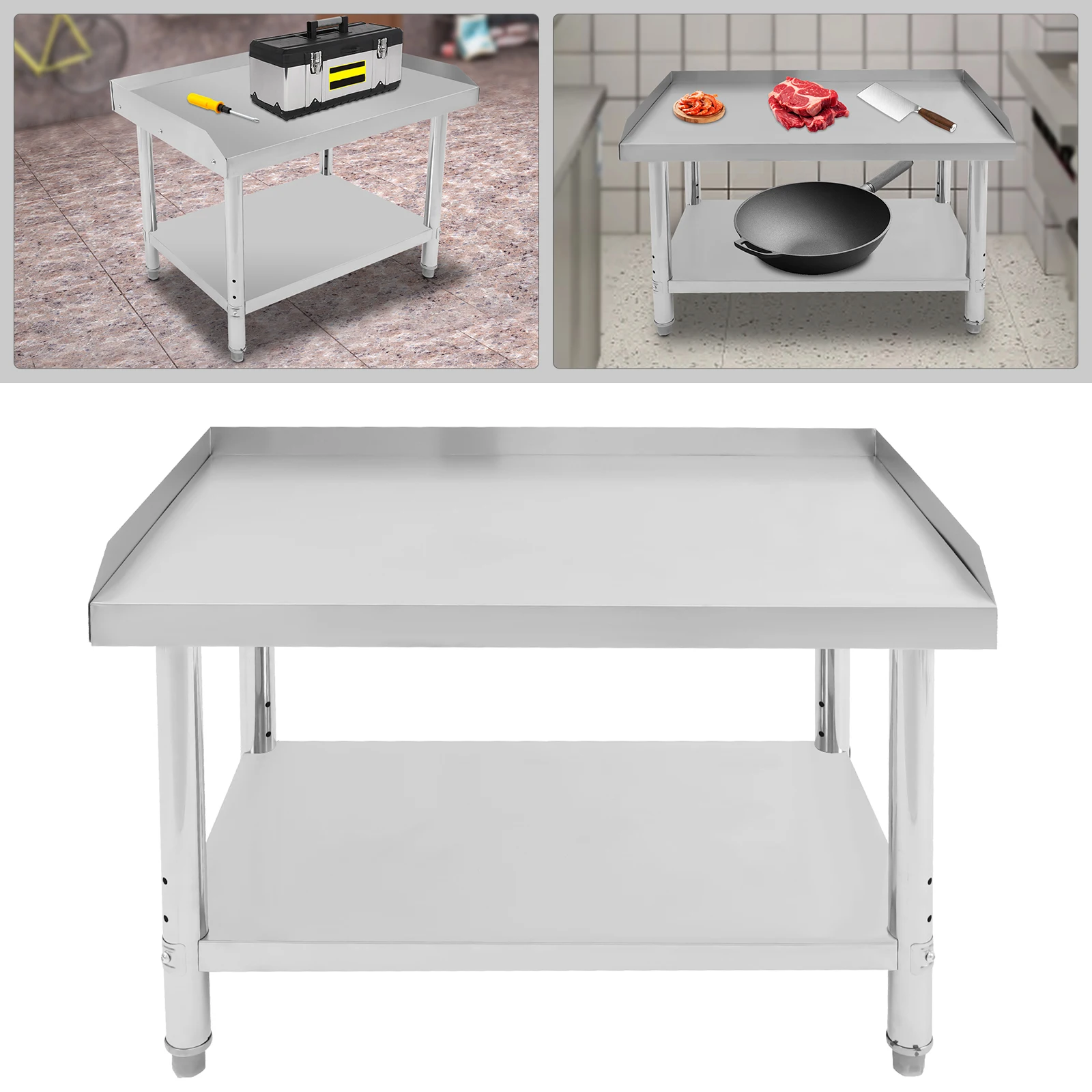 36*24*35 cm Commercial Work Table Work Table with Backsplash Prep Table for Kitchen Restaurant Garage Laundry