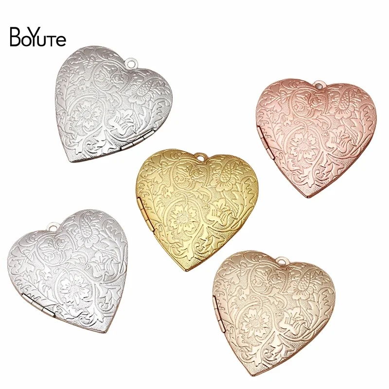 BoYuTe (5 Pieces/Lot) 40*9MM Metal Brass Heart Locket Pendant Floating Photo Locket Pendant Factory Direct Wholesale