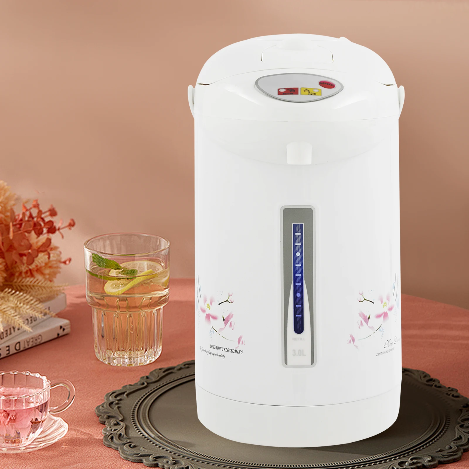 

3L 304 Stainless Steel Electric Kettle,110V White Column Tabletop Hot Water Boiler Button Type for Restaurants, Kitchens
