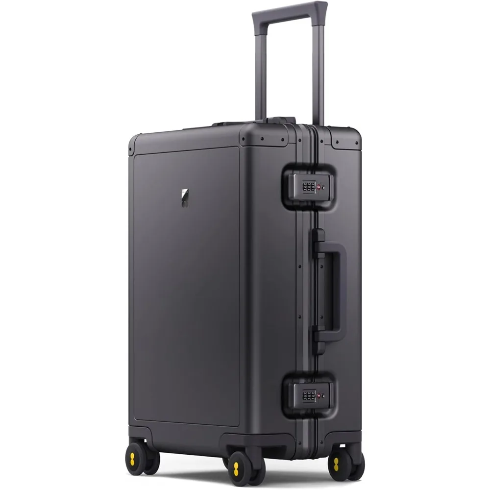 

Carry on Luggage, Suitcase Zipperless Luggage with Tsa Lock, 8 Spinner Wheels - Dark Grey, 20” Aluminum Luggage Hardside