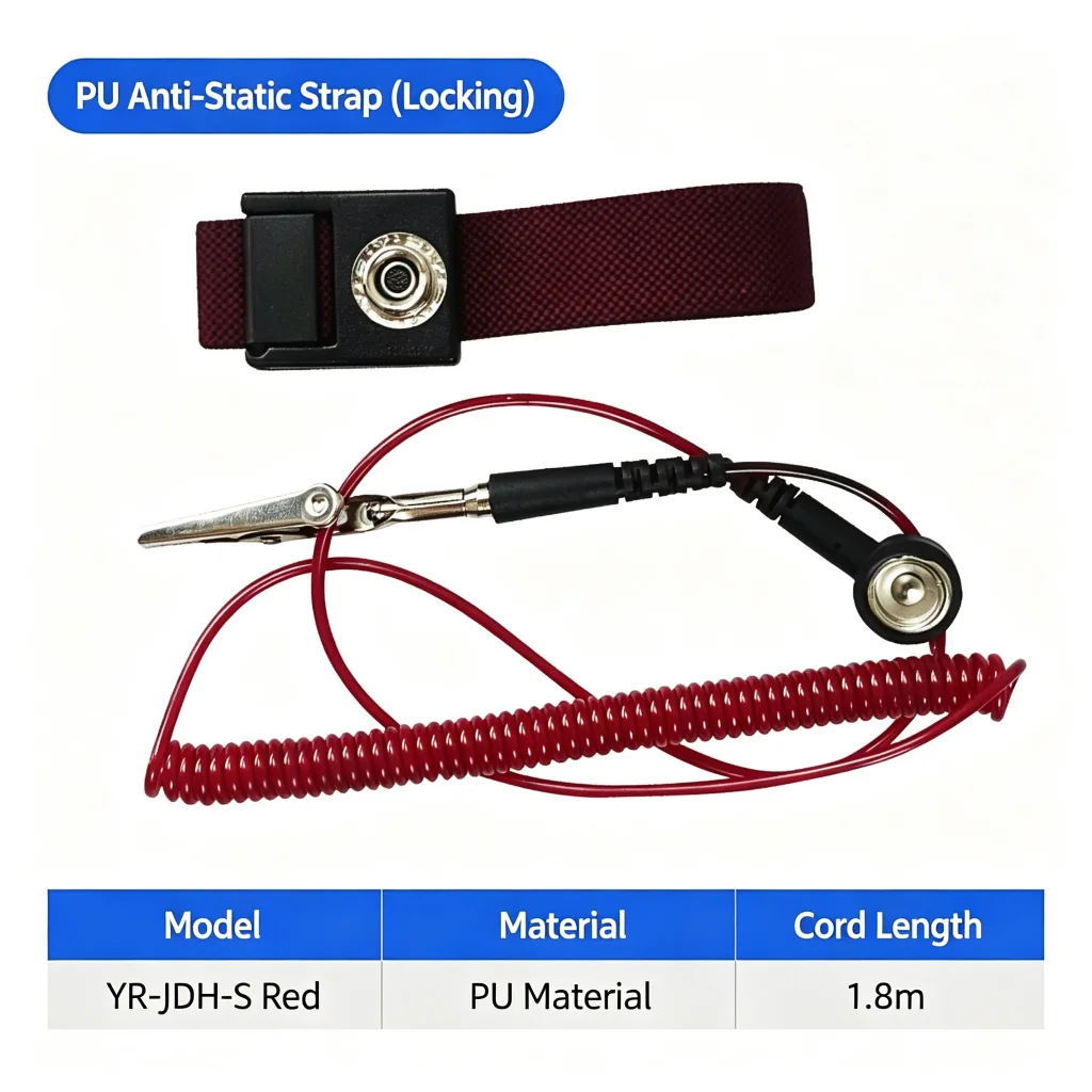 YARUN ESD Antistatisches Armband mit oder ohne Kabel für Elektronikwerkstätten, Leiterplattenmontage, Antistatik-Werkzeug – Detail 17