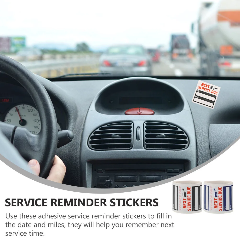

2 Rolls Maintenance Reminder Tags Stickers Service for Windshield Decals Cars Label Copper Plate Labels