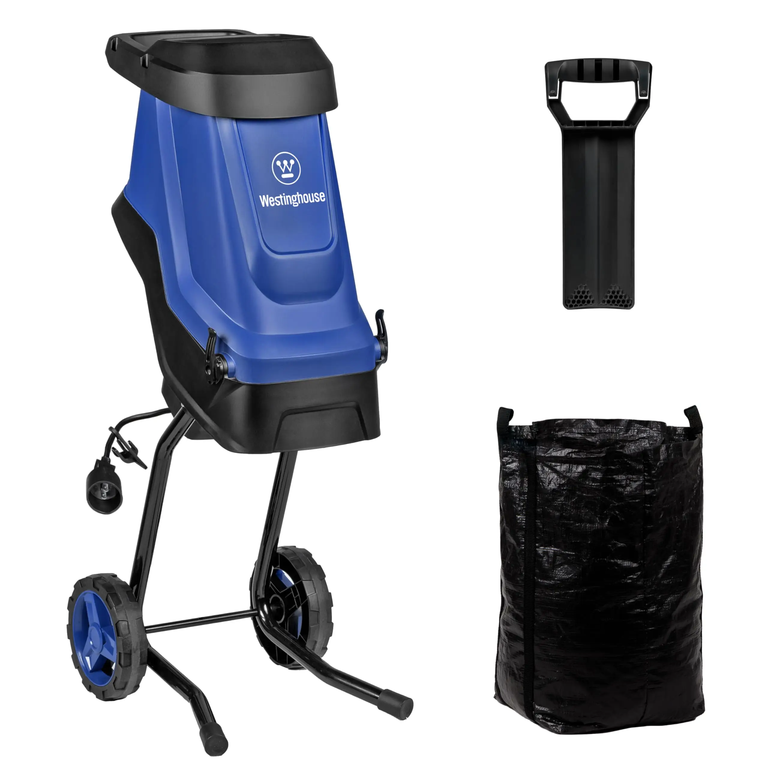 Westinghouse Corded Electric Wood Chipper Shredder 1.7-Inch 15 Amp with 12 Gallon Collection Bag for Easy Cleanup