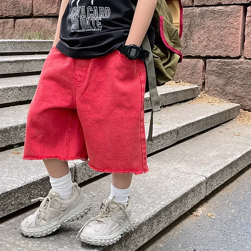 

Children's Clothing Boys' Cropped Pants 2024 Summer New Bermuda Shorts Baby Net Red Shorts Children's Pants Fashion