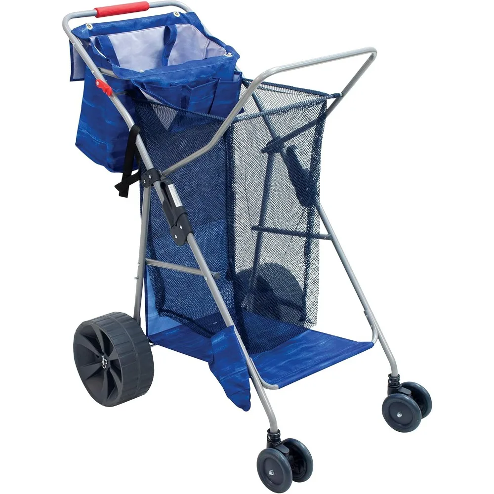 

Складная тележка Rio Beach Wonder Wheeler Deluxe для универсальных, газонов и пляжей, синяя