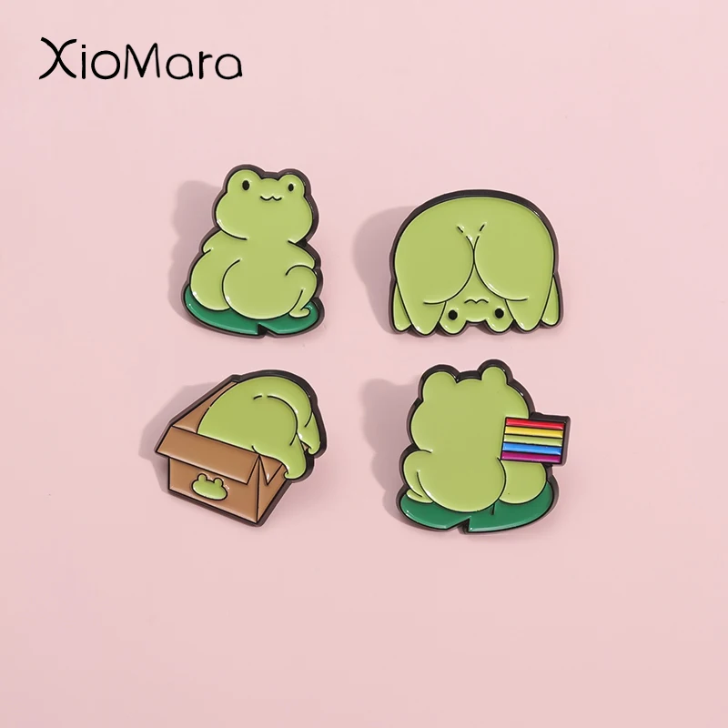 

Rainbow Flag Frog Enamel Pins Custom Fun Homosexual Frog Brooches Lapel Badges LGBT Jewelry Gift For Best Friends