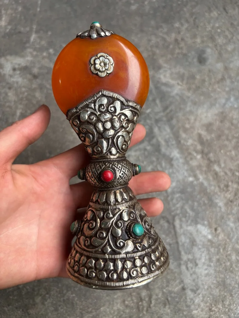 Vintage Tibetan Multifaceted Seal Buddhist Ceremonial Ornament Buddhist Ritual Vessel Desk Decor Home Decoration Accessories