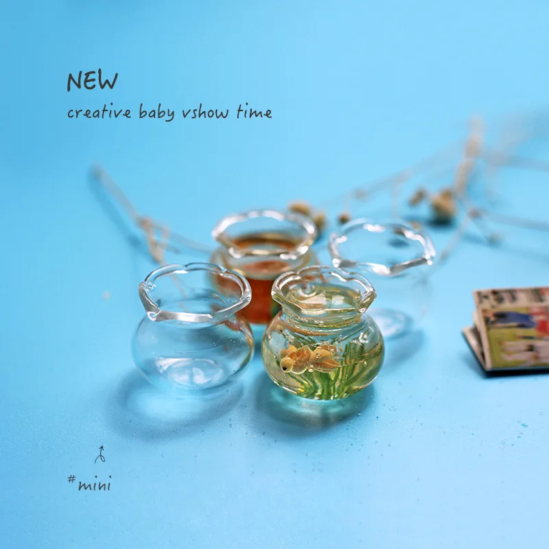 ตู้ปลาจำลองขนาดเล็ก ของเล่นโมเดลฉากจำลอง อุปกรณ์ตกแต่งบ้านตุ๊กตา 1:12 ตู้ปลาทองเปล่า ของตกแต่งบ้านตุ๊กตาสุดสร้างสรรค์