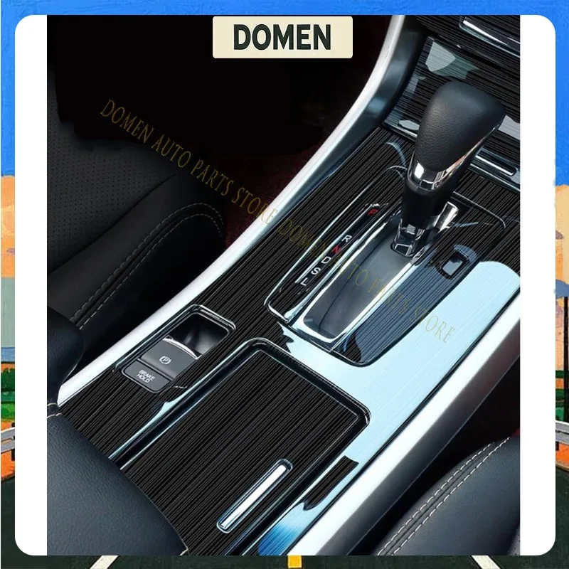 DOMEN For Honda Accord 9th 2014-2015 6pcs/set Black Stainless Texture Gear Shift Knob Trim Cover