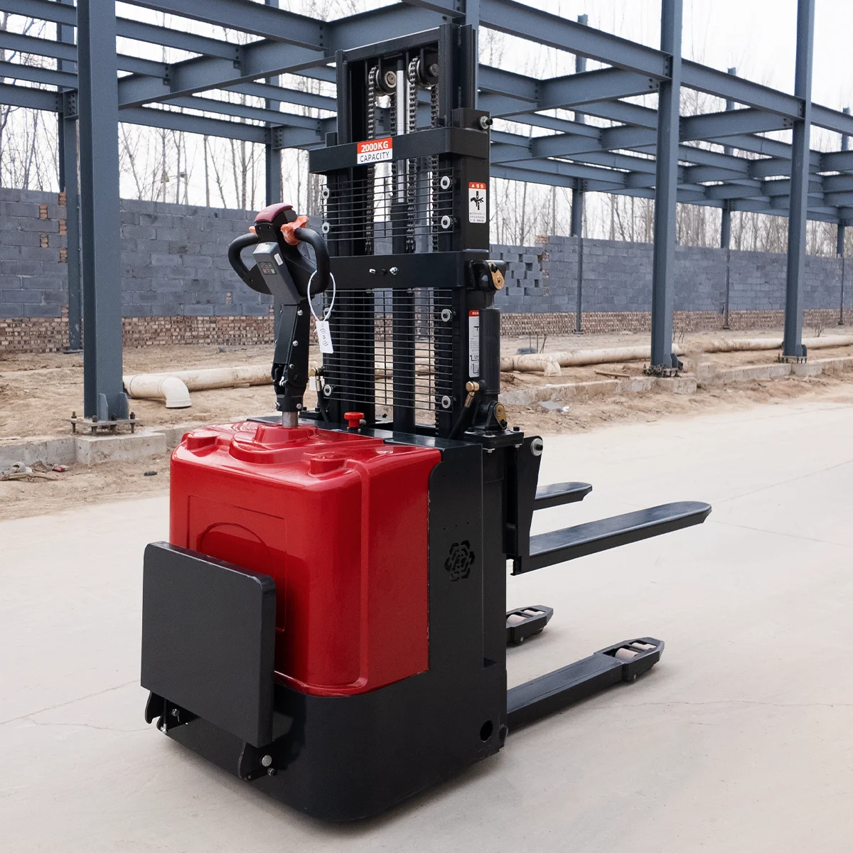 Adjustable Fork Width Electric Stacker 1500kg Walk Behind Pallet Lifter 3.5m Lift Warehouse Transport Device