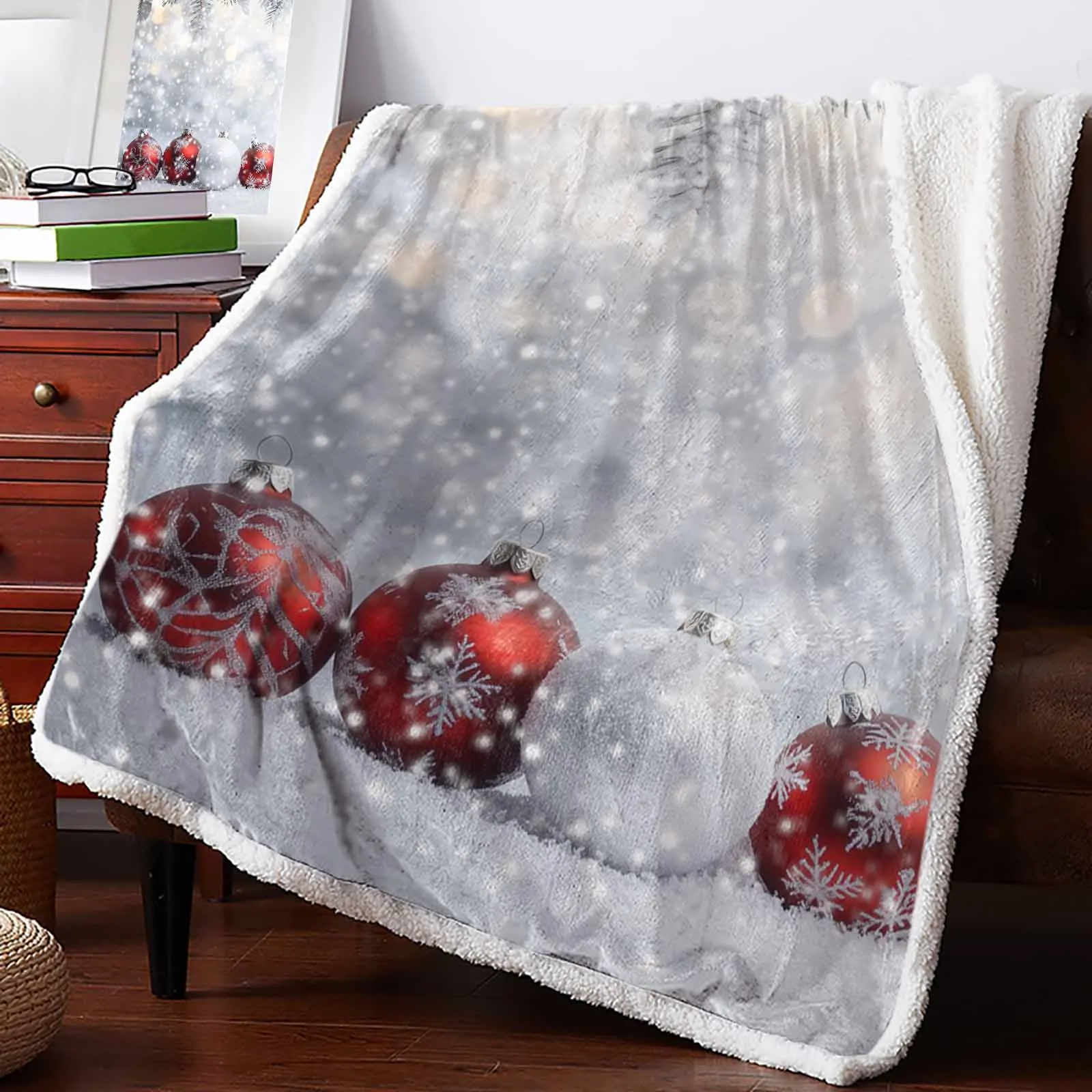 Christmas Snowball Cashmere Blanket Warm Winter Soft Throw Blankets For Beds Sofa Wool Blanket Bedspread