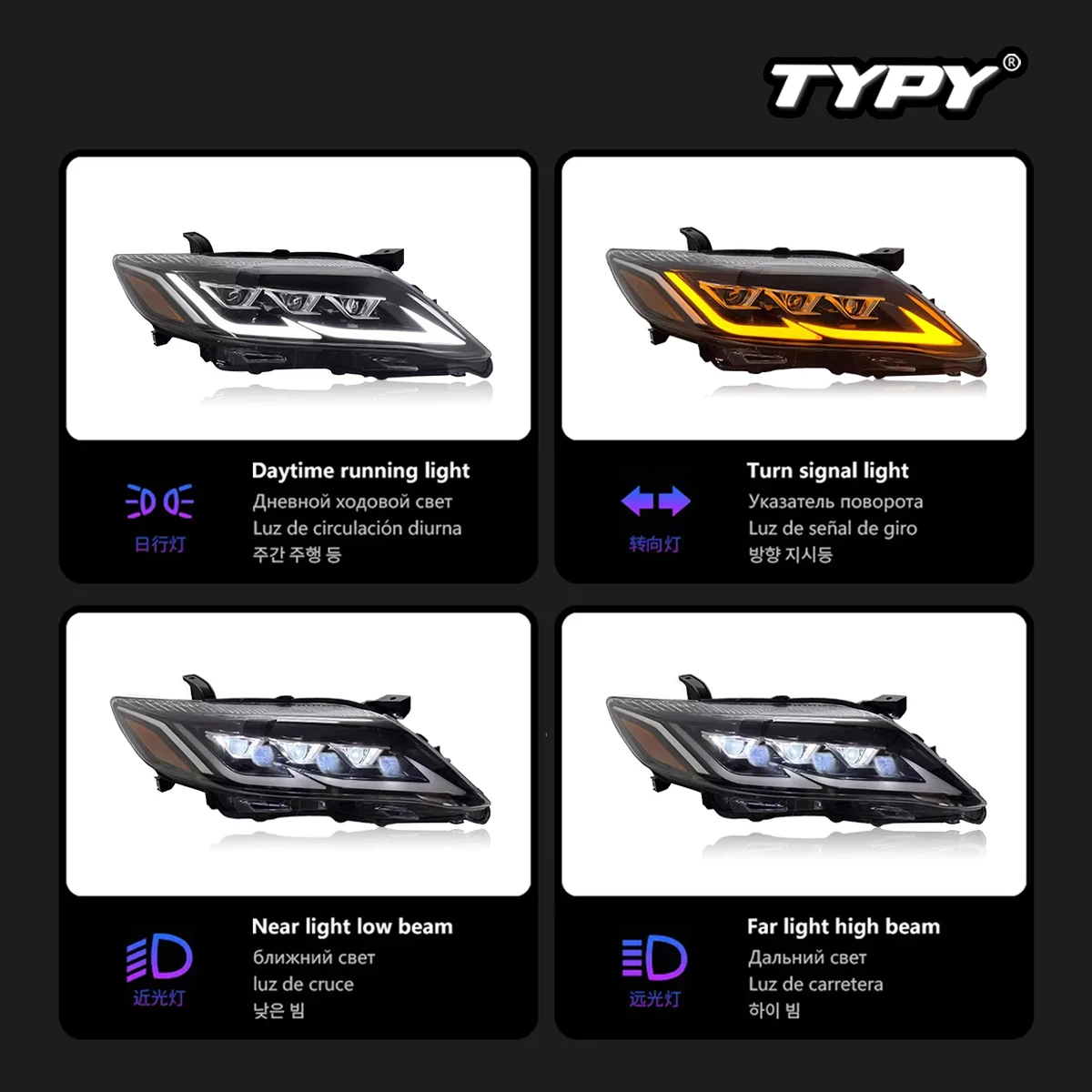 TYPY Car Lights For Toyota Camry US Version Headlight 2009-2011 LED Projetor head Lamp Daytime Running Light Auto Accessories