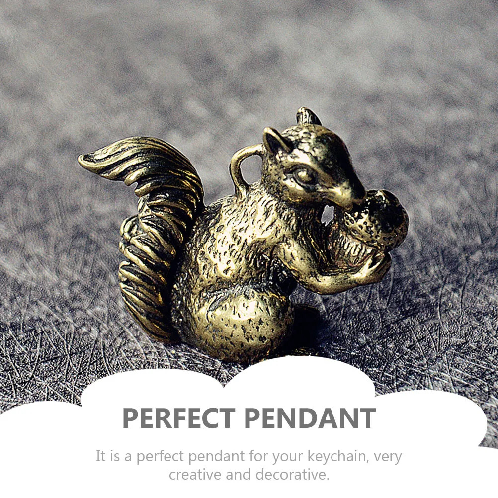 

Creative Vintage Brass Squirrel Keychain Charm 2Pcs Fine Workmanship Cute Decor