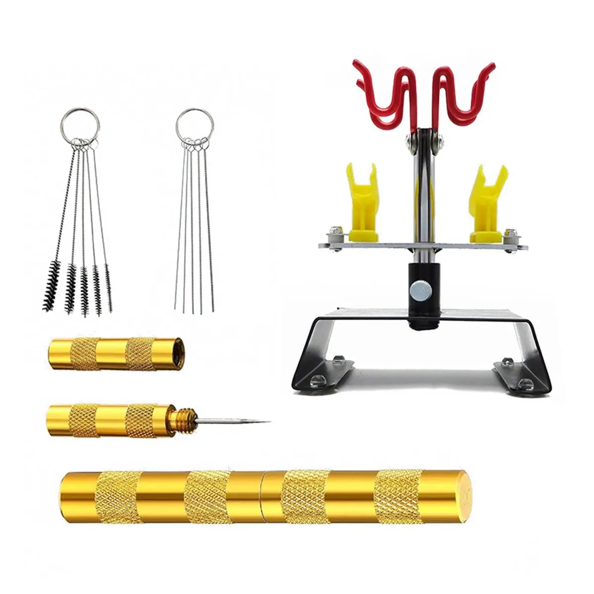 DT57 LATEST MODEL Airbrush Holder AirBrush Station Stand Kit Rotate Holds Up to 4 Mount SprayGun Holder with Airbrush Cleaner Ac
