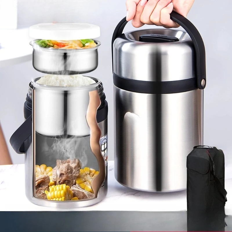 

Stainless steel super long thermal insulation lunch box 24 hours adult portable office worker big soup pot