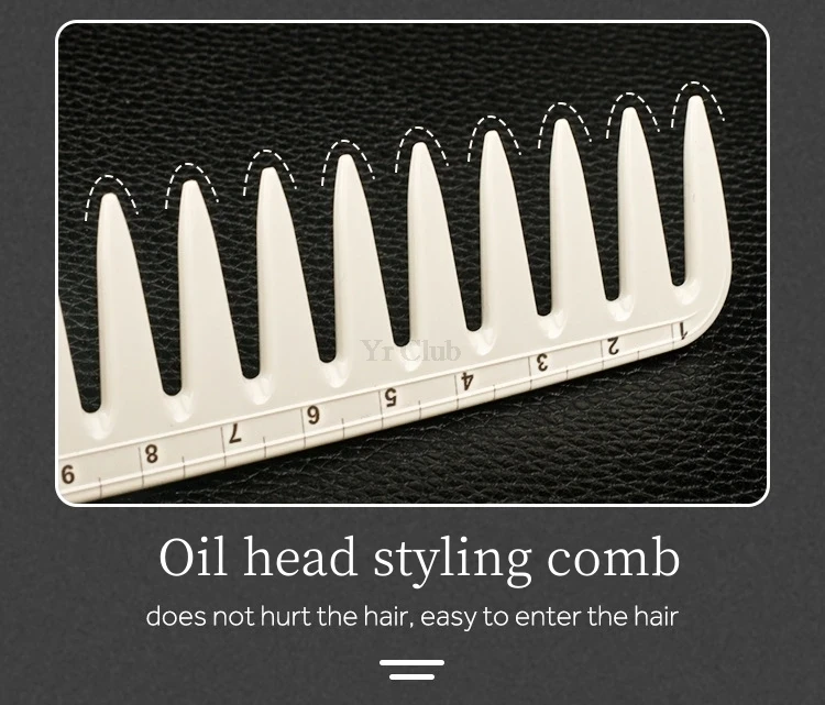 Breiter Zahnkamm mit Skala, Friseur-Haarschnittkämme, strukturierte Haarbürste für Herren, Friseursalon, grobe Zähne, Haarschneide-Styling-Bürste – Detail 4