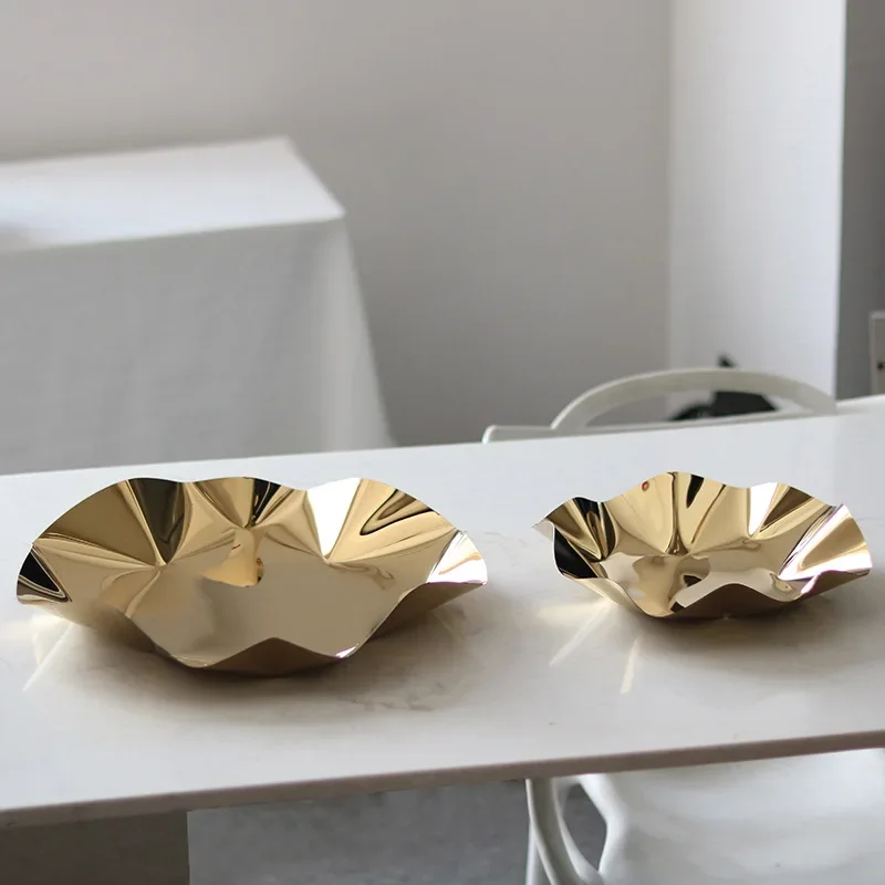 Corrugated Stainless Steel Fruit Plates, Service Plates, Fruit Bowls and Cake Plates, Delicious Home Decoration, Kitchenware