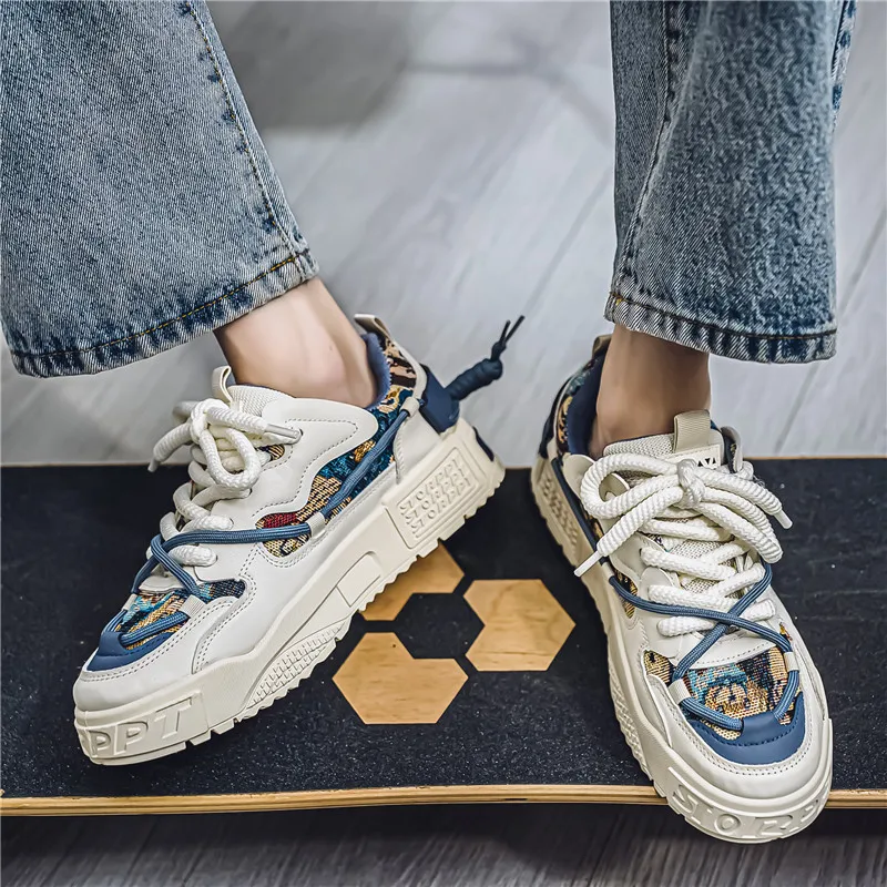 Men's Shoes 39-44 Korea High-End Sneakers Youth Casual Skateboarding Shoes Fashion Art Platform Outdoor Versatile Shoes