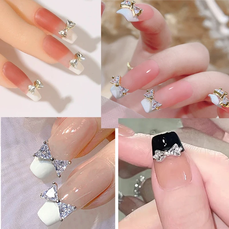 1 Stück Bowknot Legierung Nail Art Charme 3d Gold Silber Metall Französisch Maniküre Nagel Zubehör