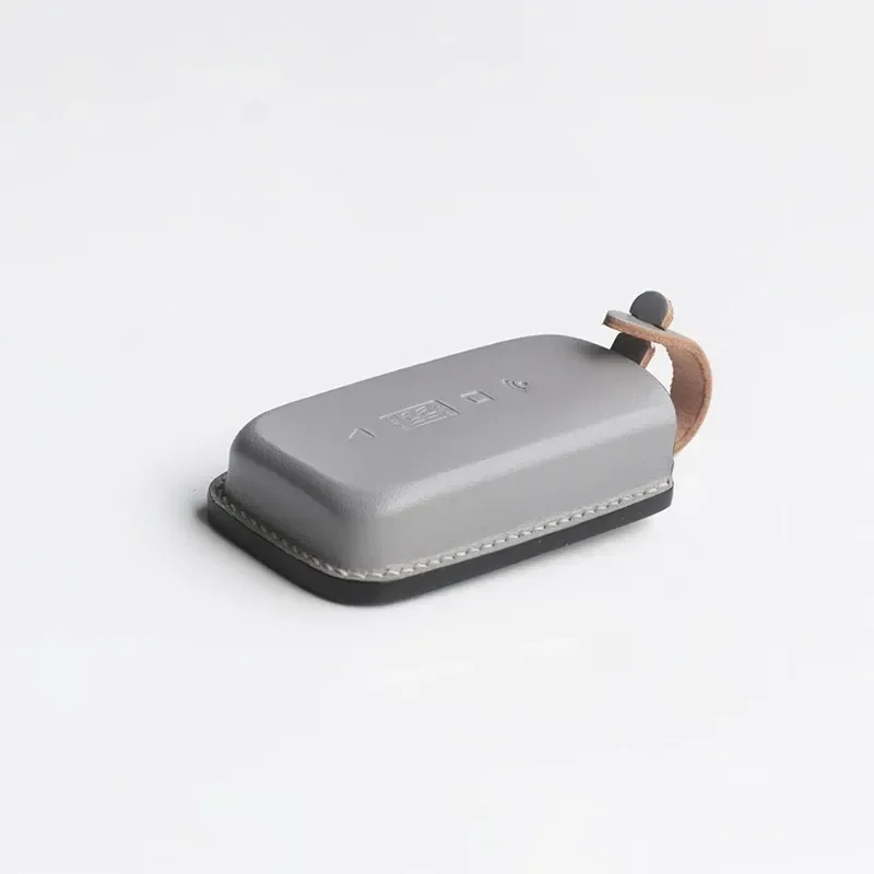for Rolls-Royce Cullinan Phantom Ghost Handmade Leather Key Case Cover Storm Grey Key Fob Holder Set