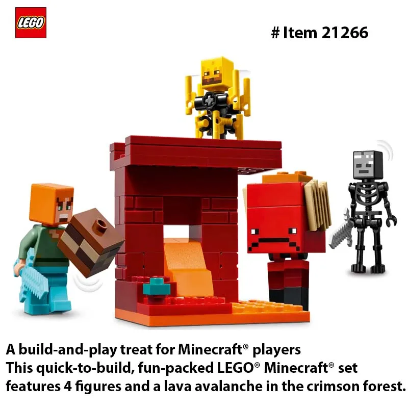 LEGO 21266 Minecraft The Nether Lava Battle Toy and Playset Alex، Wither Skeleton، Blaze and Strider Figures للعب التظاهري #2