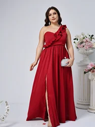 Women's Plus Size Chiffon Bridesmaid A-line Long Dress Single Piece Sleeveless Formal Wedding Party Evening Dress Vestido