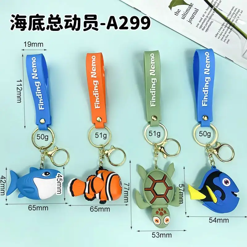 Nuova ricerca Nemo clown fish portachiavi cartoon drip rubber creative car key chain stall crane machine gift