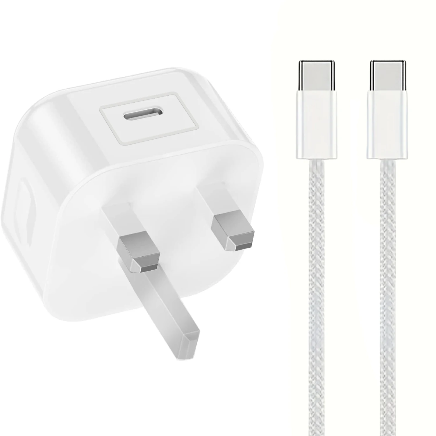 PD20W USB C Fast Charging Wall Charger Block with 3.2FT USB-C to C Cable for iPhone 15/iPad Series, Galaxy, AirPods Pro