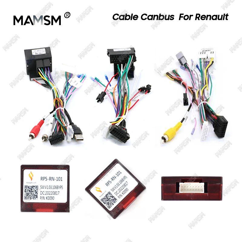 MAMSM Car 16pin Audio Cable With Canbus Box Wire Adapter For Renault Captur Sandero Logan Duster Kwid Clio Megane Fluence