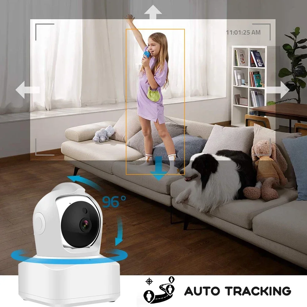 4MP Indoor WiFi Security PTZ Camera Human Detection Auto Tracking Pan/Tilt IP Camera with LAN Port Two Way Audio SD Card Slot