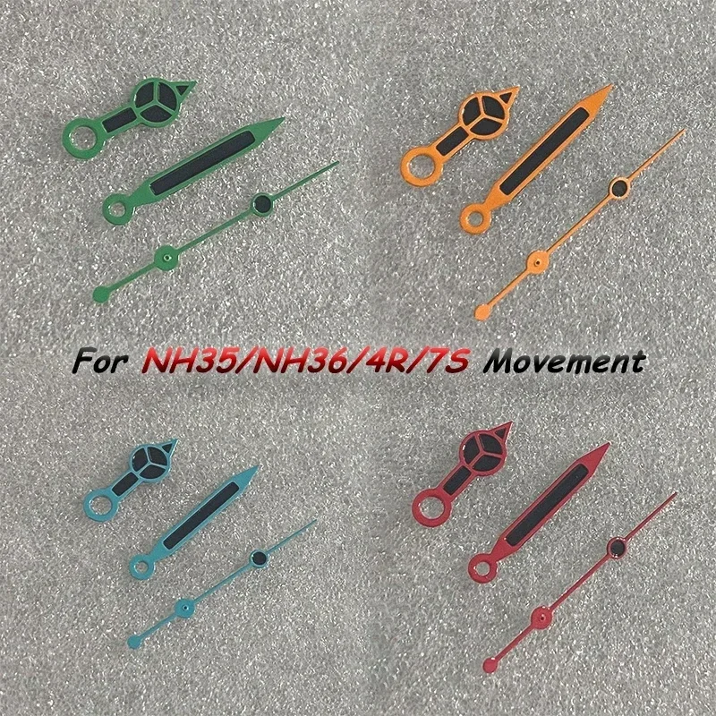NH35 Watch Hands 7.75*12*12.5mm NO Luminou Oiliness Needle for NH35A NH36 4R 7S Movement Diving Red Green Black Blue Pointers
