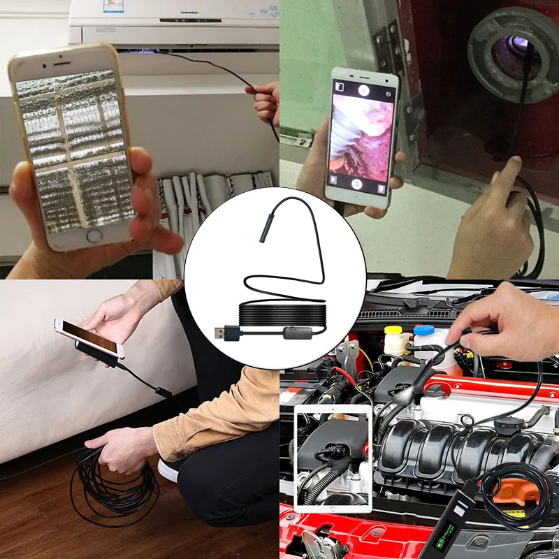 Wifi inspection camera 2M/5M/10M 8mm Lens 2MP 720P Soft USB Flexible  Wire Android IOS PC 8LED Inspection Endoscope Camera