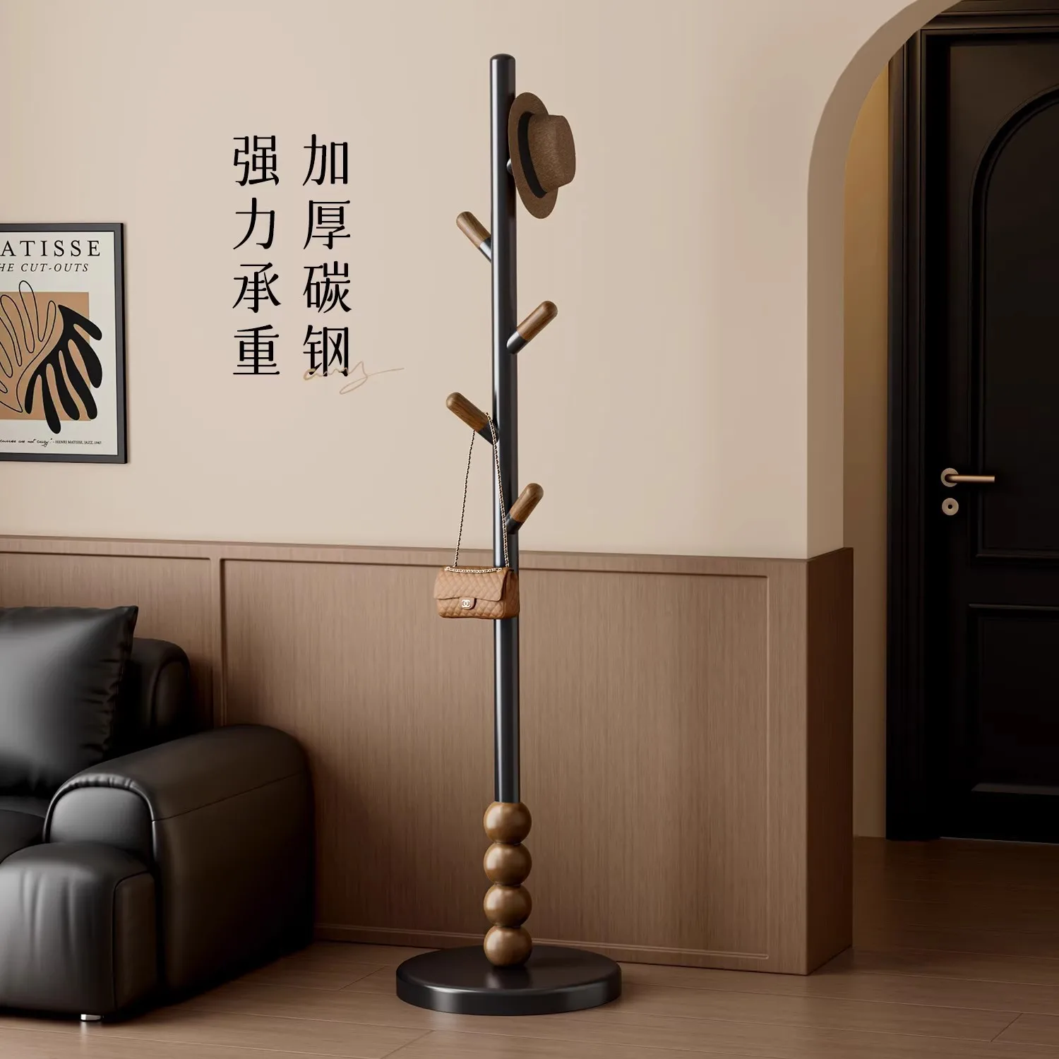 Perchero de piso a techo para dormitorio doméstico no ocupa espacio, percha vertical simple para interiores