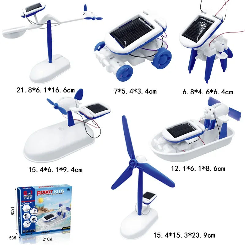 Juguetes con energía solar Juguetes rompecabezas para niños Juguetes de ensamblaje con energía solar 6 en 1, libros de texto experimentales para estudiantes de ciencia DIY