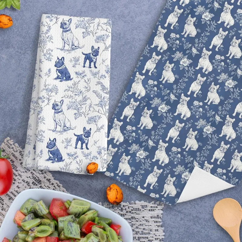 2 packs of blue and white Chinese French bucket kitchen towels