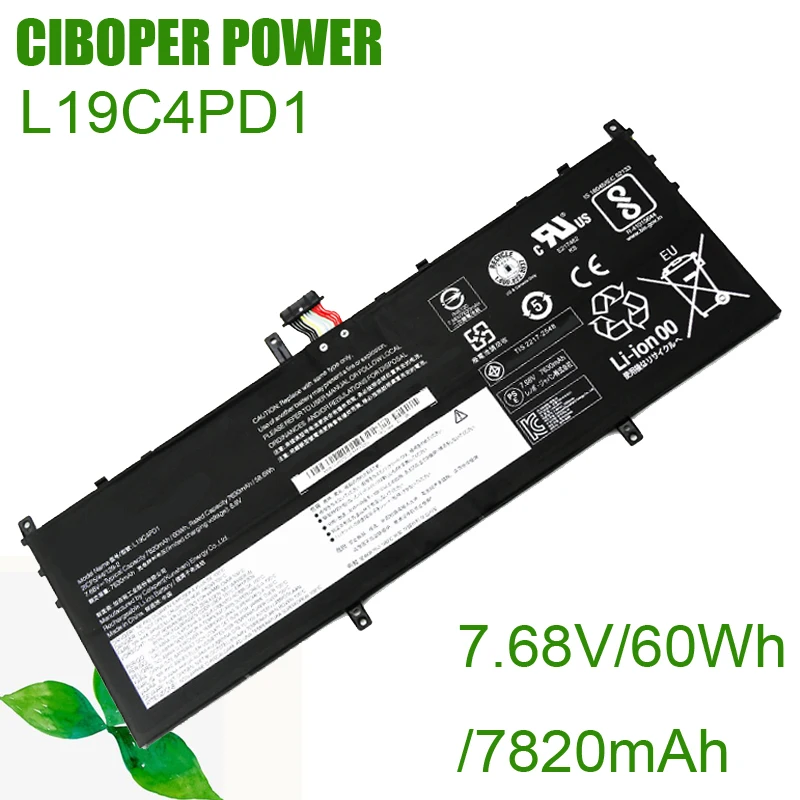 CP Laptop Battery L19C4PD1 7.68V/60Wh L19D4PD1 L19M4PD1 L19L4PD1 5B10U65274 5B10U65275 SB10W67395 For Yoga C640 13 C640-13IML