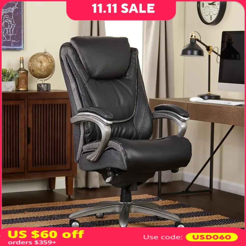 Office Chair, Ergonomic Computer Chairs with Multi-Layer Seat Cushion, Height Adjustable, Faux Leather, Executive Comfort Chair